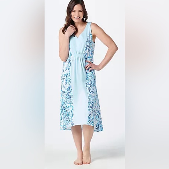 Midnight by Carole Hochman Dresses & Skirts - Carole Hochman Painted Paisley Hi-Low Dress Size L
